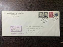 USA Amerikan Pullu 1965 Yılında Taahhütlü Postadan geçmiş varış damgalı boş Zarf US REGİSTERED MAİL