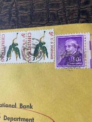 USA Amerikan Pullu 1965 Yılında Taahhütlü Postadan geçmiş varış damgalı boş Zarf US REGİSTERED MAİL