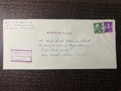 USA Amerikan Pullu 1965 Yılında iadeli Taahhütlü Postadan geçmiş varış damgalı boş Zarf US REGİSTERED MAİL
