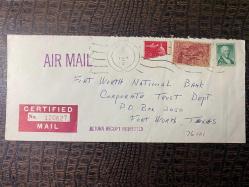 USA Amerikan Pullu 1965 Yılında Taahhütlü Postadan geçmiş varış damgalı Uçak Postası boş Zarf US REGİSTERED AİR MAİL