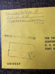 USA Amerikan Pullu 1971 Yılında iadeli Taahhütlü Postadan geçmiş varış damgalı boş Zarf US REGİSTERED MAİL