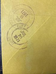 USA Amerikan Pullu 1971 Yılında iadeli Taahhütlü Postadan geçmiş varış damgalı boş Zarf US REGİSTERED MAİL