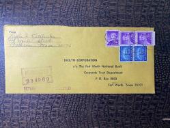 USA Amerikan Pullu 1965 Yılında iadeli Taahhütlü Postadan geçmiş varış damgalı boş Zarf US REGİSTERED MAİL
