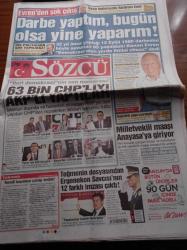 Sözcü Gazetesi - 22 Kasım 2012 - İngiliz Basını Galatasaray'ı Göklere Çıkardı - UEFA Avrupa Ligi - Kenan Evren'den Son Çıkış Darbe Yaptım Bugün Olsa Yine Yaparım - 63 Bin CHP'liyi AKP'li Yaptılar - Teğmen Mehmet Ali Çelebi'nin Dosyasından Ergenekon Savcısının 12 Farklı İmzası Çıktı