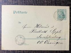 Antiye ALMANYA REİCH DÖNEMİNE AİT 1903 Yılında postadan geçmiş Posta Kartı Damgalı Kendinden Pullu  5 Pfennig Germania Deutsches Reich