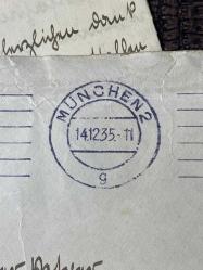 Almanya Nazi Reich Dönemi sırasında Münich'ten 1935 yılında postaya verilmiş, Mektup -Zarf 12 Pfennig  Pullu ve güzel Makina damgalı