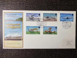 İngiliz Sömürge İngiltere İLK GÜN ZARFI VE PULLARI FDC JERSEY UÇAK HAVACILIK TEMALI Damgalı Tam Seri Jersey 1973