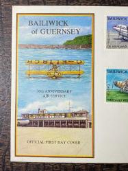 İngiliz Sömürge İngiltere İLK GÜN ZARFI VE PULLARI FDC JERSEY UÇAK HAVACILIK TEMALI Damgalı Tam Seri Jersey 1973