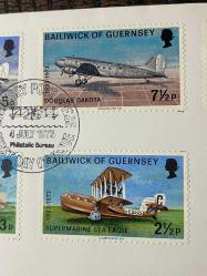 İngiliz Sömürge İngiltere İLK GÜN ZARFI VE PULLARI FDC JERSEY UÇAK HAVACILIK TEMALI Damgalı Tam Seri Jersey 1973