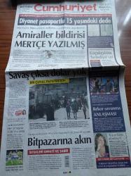 Cumhuriyet Gazetesi - 19 Nisan 2021 - Fenerbahçe Avrupa 3.sü - Sanatçı Erol Demiröz Yaşamını Yitirdi -  Aleviliği Tanıtsın Diye Yurtdışına Gönderilenlerden 20'si Dönmedi - Amiraller Bildirisi Mertçe Yazılmış - Diyanet Pasaportlu 15 Yaşındaki Dede - Savaş Çıksa Dolar Yok - Yunanistan Ve İsrail Rekor Savunma Anlaşması - GATA Meczunu'ndan Ölüm Tehdidi