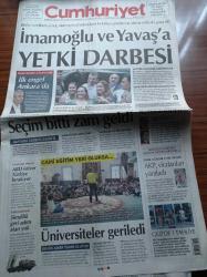 Cumhuriyet Gazetesi - 26 Haziran 2019 - Ekrem İmamoğlu ve Mansur Yavaş'a Yetki Darbesi - Halk Ekmek Atamalarına Engel - Ersun Yanal'ın Altay Bayındır İsyanı - Bekir Ağırdır AKP Vicdanları Yaraladı - Cami Eğitim Yeri Olursa - Gezi Davasında Bir Tahliye - Tek Adam Rejimi Değişmeli - Kemal Kılıçdaroğlu - Meral Akşener