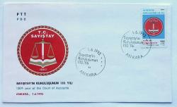 1992 FDC Sayıştay'ın Kuruluşunun 130. Yılı, 01.06.1992, Ankara, İlk Gün Zarfı (FDC455)