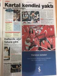 Milliyet Gazetesi, 16 Kasım 2005, Erdoğan'dan Kopenhag'da Türban Açıklamaları, Olaylar Yüksekova'ya Sıçradı: 3 Ölü, Arpalı Öldü İddianame Hazır, Tüp Bebekte SSK Müjdesi, Kuhn Kendinden Emin, Sahayı Islatalım, Fatih Terim, Souness Yine Devrede, Türk Dostu Appiah!, Hasan Şaş Üzdü, Halilhodziç Umutlu, Alex'te Sorun Yok, Terim'in Seçimi, Yalçınkaya Balyoz Gibi, Halterde Ağır Fatura Çıktı