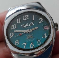 İSVİÇRE VIALUX SÜPER MARKA ANTİK KURMALI BAKIMLI MUHTEŞEM ORİJİNAL UNİSEX SÜPER TAKVİMLİ KRİSTAL CAMLI KOL SAATİ VVV2İİ1