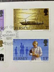 İngiliz Sömürge İngiltere İLK GÜN ZARFI VE PULLARI FDC JERSEY'in ilk Kadın Doktoru TEMALI Damgalı Tam Seri Jersey 1976, Dr Lilian Grandin'in Yıldönümü