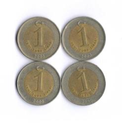 Efemera - 2005 YILI 1 YTL 4 ADET MADENİ PARA DÜŞÜK KONDİSYON / 458 - kitantik - kitaLog