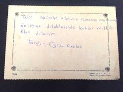 SENİ SEVİYORUM YAZILI AŞK KARTPOSTALI, ÇİFT KALP, ARKASI YAZILI, RENKLİ, 14 X 10 CM EBADINDA - 1960'LAR, 1970'LER, 1980'LER