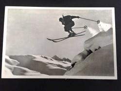 ŞEHİR KARTPOSTALI, İSVİÇRE DAVOS KAR KAYAĞI, ARKASI YAZILMAMIŞ, SİYAH BEYAZ 14 X 10 CM EBADINDA - 1960'LAR, 1970'LER, 1980'LER