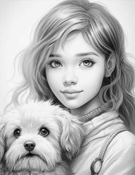 Anime Güzel KIZ ile Köpeği Boyama Kitabı (100 Tam Sayfa)