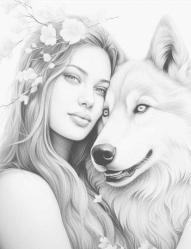 Anime Güzel KIZ ile Köpeği Boyama Kitabı (100 Tam Sayfa)