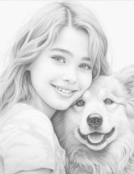 Anime Güzel KIZ ile Köpeği Boyama Kitabı (100 Tam Sayfa)