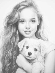 Anime Güzel KIZ ile Köpeği Boyama Kitabı (100 Tam Sayfa)