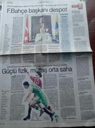 Cumhuriyet Spor Gazetesi - 8 Eylül 2004 - Sayı 43 -  Namibya'nın İyi Niyet Elçisi Fredericks - Mehmet Okur - TED Kulübü'nün 71 Yıllık Tarihe İmza Atanlar Ve Bir İdealist Behbut Cevanşir - A Milli Takım Posteri - Bizim Jay Jay Okocha Bolton'dan Mutlu - Beşiktaş İçin Kaçan Fırsat İbrahimoviç - Fenerbahçe Başkanı Aziz Yıldırım Despot