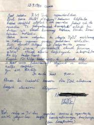 12 Eylül için yazılmış mektup
