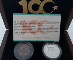 2003 TBMM'NİN AÇILIŞININ 100.YILI 20 TÜRK LİRASI GÜMÜŞ VE BRONZ HATIRA PARA SETİ ORİJİNAL KUTUSUNDA ÇİL DD2AA3 NADİRDİR