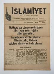 İslamiyet Gazetesi: Sayı 525 / 26 Şubat 1960 (Hakikate Baş Eğmeyenlerin Başını Zillet Yumrukları Eğdirir. - Şemseddin Yeşil'in Vaazlarından)