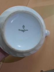 BEYAZ KÜTAHYA PORSELEN ÇİÇEKLİ ÇAYDANLIK 23 CM- TABAN  ÇAPI 9 CM BOY15 CM