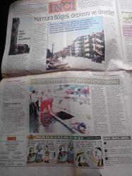 Akşam İnci Gazetesi - 8 Eylül 1999 - Yalan Rüzgarı Dizisi - Yalçın Menteş - Ceyda Düvenci - Cüneyt Akalın - İstanbul'da Olası Bir Büyük Deprem Senaryosu - Kadıköy Belediye Başkanı Selami Öztürk - Vali Yardımcısı Ata Aksoy - Marmara Bölgesi Depremi Ve Öneriler - Hayvanlar Depremi Hissedebiliyor - Depremden Önce Yapmamız Gerekenler