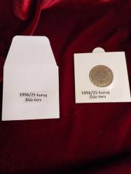 PARA PİRİNÇ METAL PARA 1956 YILI 25 KURUŞ  ÖZEL KORUMA KABINDA VE ZARFLI,ENDER VE KIYMETLİ 535