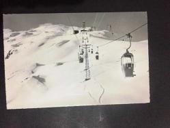 ŞEHİR KARTPOSTALI, İSVİÇRE DAVOS KAR MANZARASI, TELEFERİK, ARKASI YAZILMAMIŞ, SİYAH BEYAZ, 14 X 9 CM EBADINDA - 1960'LAR, 1970'LER, 1980'LER