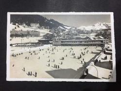 ŞEHİR KARTPOSTALI, İSVİÇRE DAVOS KAR MANZARASI, BUZ PATENİ ALANI, ARKASI YAZILMAMIŞ, SİYAH BEYAZ, 14 X 9 CM EBADINDA - 1960'LAR, 1970'LER, 1980'LER