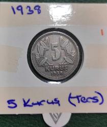 5 KURUŞ 1938 ÇÇT+++