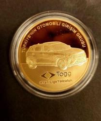 TOGG Hatıra Parası Bronz Üzeri Altın Kaplama sertifikalı