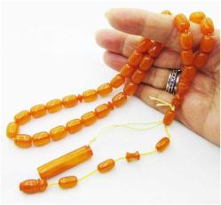 RÜZGAR GÜLÜ DAMARLI SüPeR 33 LüK SIKMA KEHRİBAR TESBİH.......9x11,5mm ÇUBUK PARÇALI