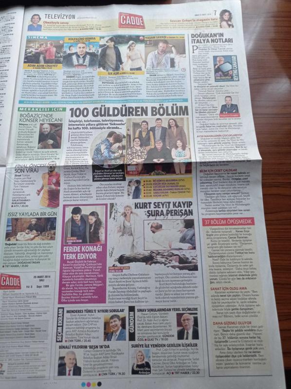 Milliyet Cadde Gazetesi 25 Mart 2014 Şarkıcı Bengü Stant  