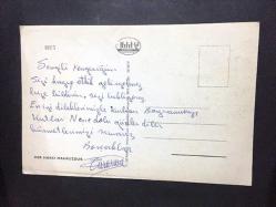ÇİZİM KARTPOSTALI, AĞAÇLAR, GÖL VE DAĞLARI RESMEDEN MÜTHİŞ BİR MANZARA , ARKASI YAZILI, RENKLİ, 15 X 10 CM EBADINDA - 1950'LER, 1960'LAR, 1970'LER, 1980'LER