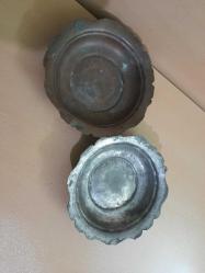 ANTİKA BAKIR KİRPİKLİ/ TIRTIKLI KESME TABAK BOYU  17 CM. 2 ADET DEKORLUK BAKIMLIK