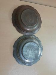 ANTİKA BAKIR KİRPİKLİ/ TIRTIKLI KESME TABAK BOYU  17 CM. 2 ADET DEKORLUK BAKIMLIK