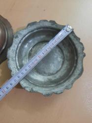 ANTİKA BAKIR KİRPİKLİ/ TIRTIKLI KESME TABAK BOYU  17 CM. 2 ADET DEKORLUK BAKIMLIK