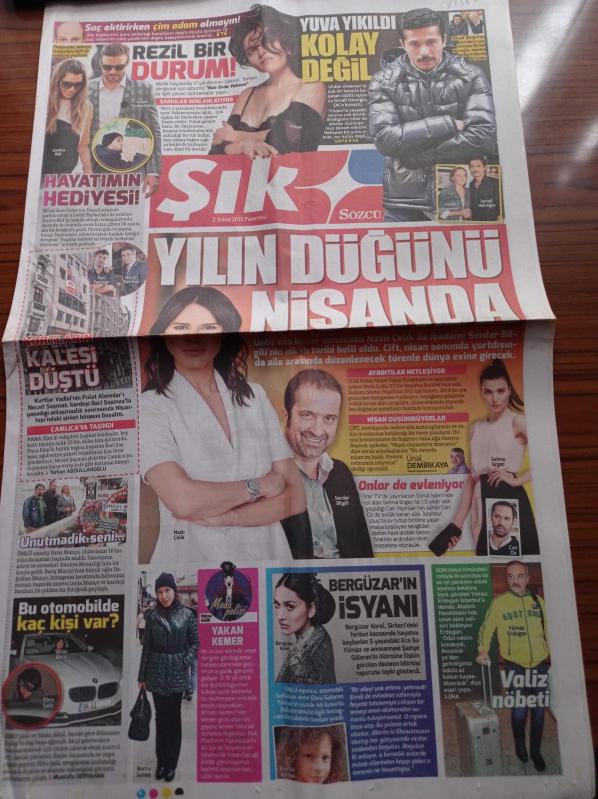 Sözcü Şık Gazetesi 2 Şubat 2015 İsmail Hacıoğlu Osmanlı Tokadı  