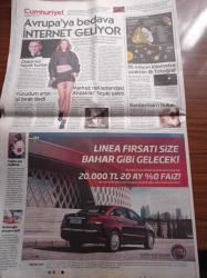 Cumhuriyet Gazetesi - 16 Nisan 2015 - Beşiktaş'ta Memurlar Kapıya Dayandı Kamyonlar İşi Şova Çevirdi - Avrupa'ya Bedava İnternet Geliyor - Miyase İlknur Dersim'de Yapılan Kazıları Yerinde İzledi - Türkiye Yanıyor İşsizlik Arttı Dolar Tutulamıyor - Avrupa Parlamentosundan Türkiye'ye Çağrı Soykırımı Tanıyın - Ahmet Davutoğlu - Soma'da 301 Madenci Davası - Abdullah Gül