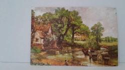 DOĞA İÇİNDE EV KAĞNI VE NEHİR TEMALI RESİM KARTPOSTALI,RENKLİ,ARKASINA YAZILMAMIŞ 12 X 16 CM EBADINDA