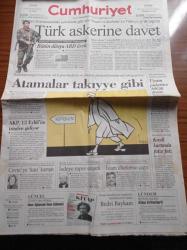 Cumhuriyet Gazetesi - 29 Mayıs 2003 - 100. Yılında Şampiyonluğu Yakalayan Siyah Beyazlı Takım - Serdar Bilgili Bu Gurur Beşiktaş'ın - Polonya Komutasındaki Çokuluslu Güç İçin Necef Ve Kerbela'ya Türkiye'yi Çağırdı - Bütün Dünya ABD Ussu- Uyum Paketine MGK Freni - Atamalar Takıyye Gibi - Adalet Ve Kalkınma Partisi 12 Eylül'ün İzinden Gidiyor - Metin Kaplan'ı Adli Tıp Kurtardı - Abdullah Gül'den İslam Ülkelerine Çağrı