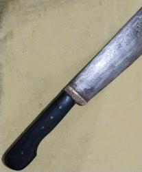 PALA, 44 CM BOYUNDA ÇAKMA DESENLİ  NAMLU.. AHŞAP SAPLI KOLEKSİYONLUK PALA..