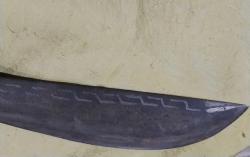 PALA, 44 CM BOYUNDA ÇAKMA DESENLİ  NAMLU.. AHŞAP SAPLI KOLEKSİYONLUK PALA..