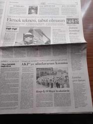 Cumhuriyet Gazetesi - 8 Mayıs 2008 - Anadolu Şampiyonu Kayseri - Filenin Kralı Fenerbahçe - Yönetmen Atıf Yılmaz Sokakta Anıldı -Enflasyon Tsunamisi - 1 Mayıs'taki Şiddete Uluslararası Sendikalardan Tepki - 100 Milyon Dolarlık Kaçak Akaryakıt Sokuldu - Ahmet Türk Af Çözüm Değil - Yaşar Büyükanıt Nasihate İhtiyaç Yok - PKK'siz Çözüm Mitingi Yeter Artık Kan Dursun